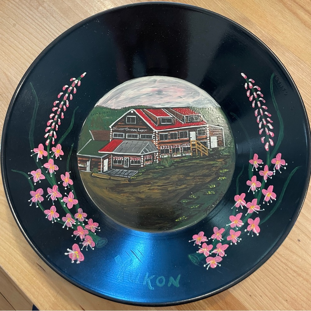 Gold Pan from the Yukon Highway hand painted by Grace Tyerman